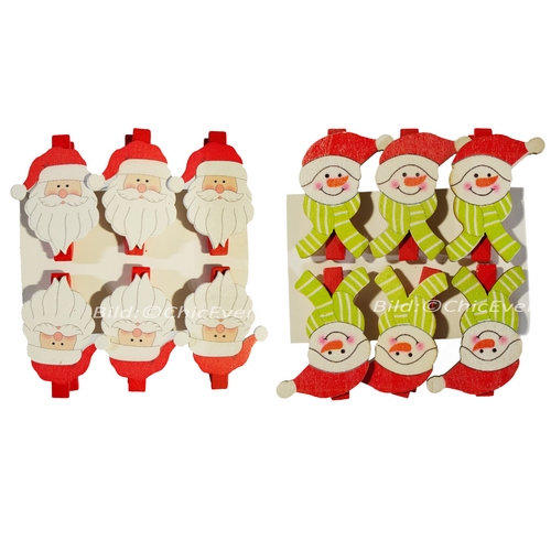 12 Klammern Holz Schneemänner Nikolaus Christbaumschmuck Weihnachten Weihnachtsbaum Deko - zum Schließen ins Bild klicken